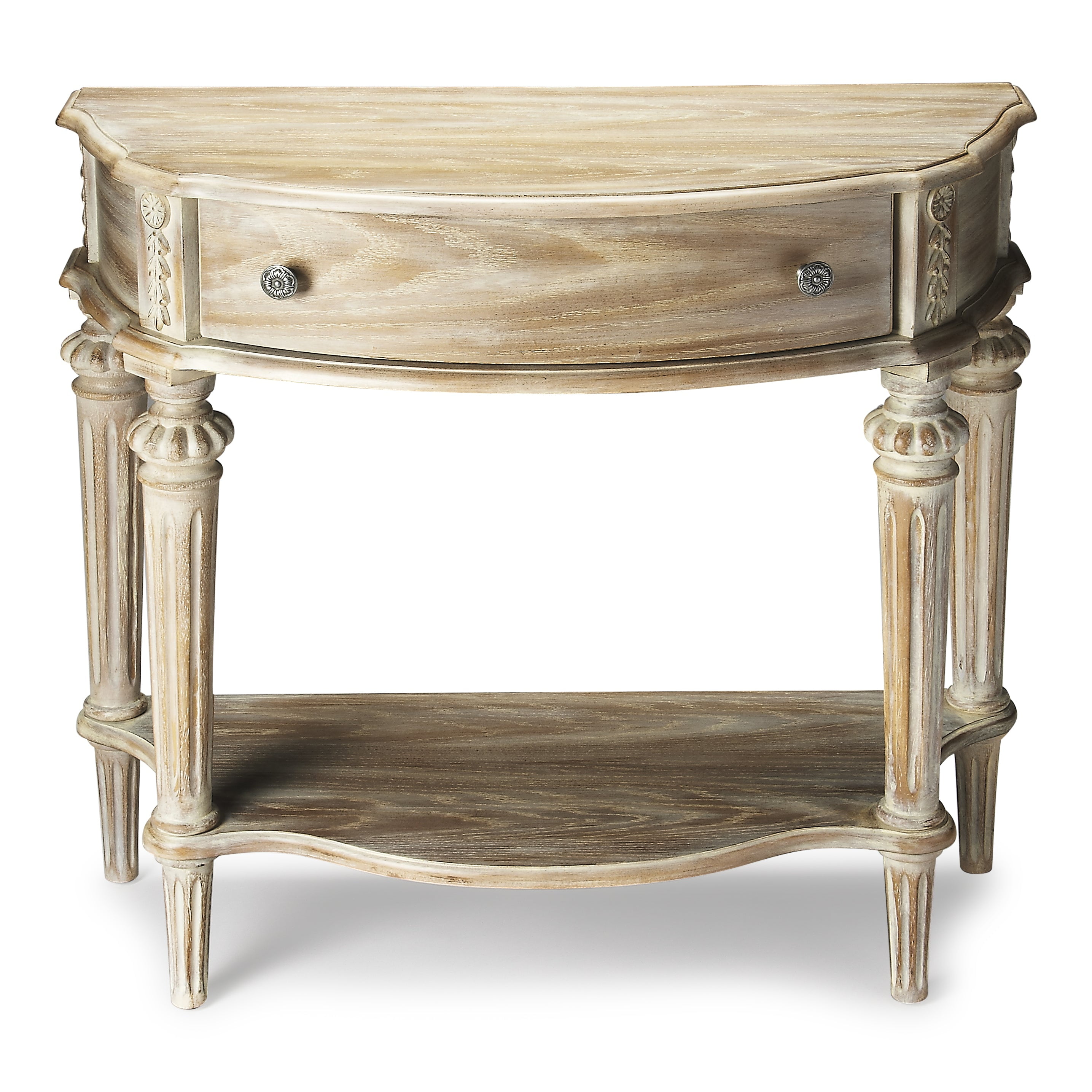 Halifax Driftwood Demilune Console Table with Storage