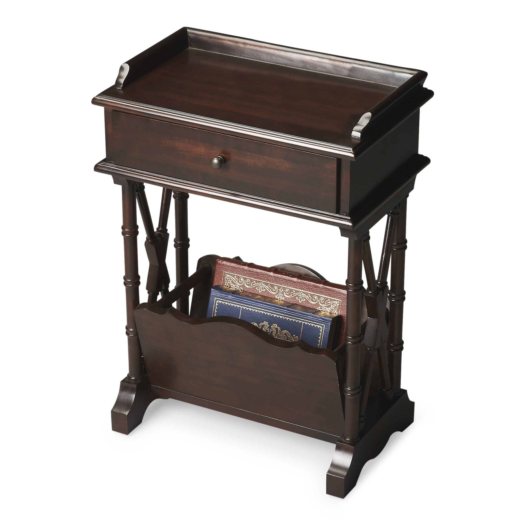 Small Rectangular Cherry Wood End Table with Storage
