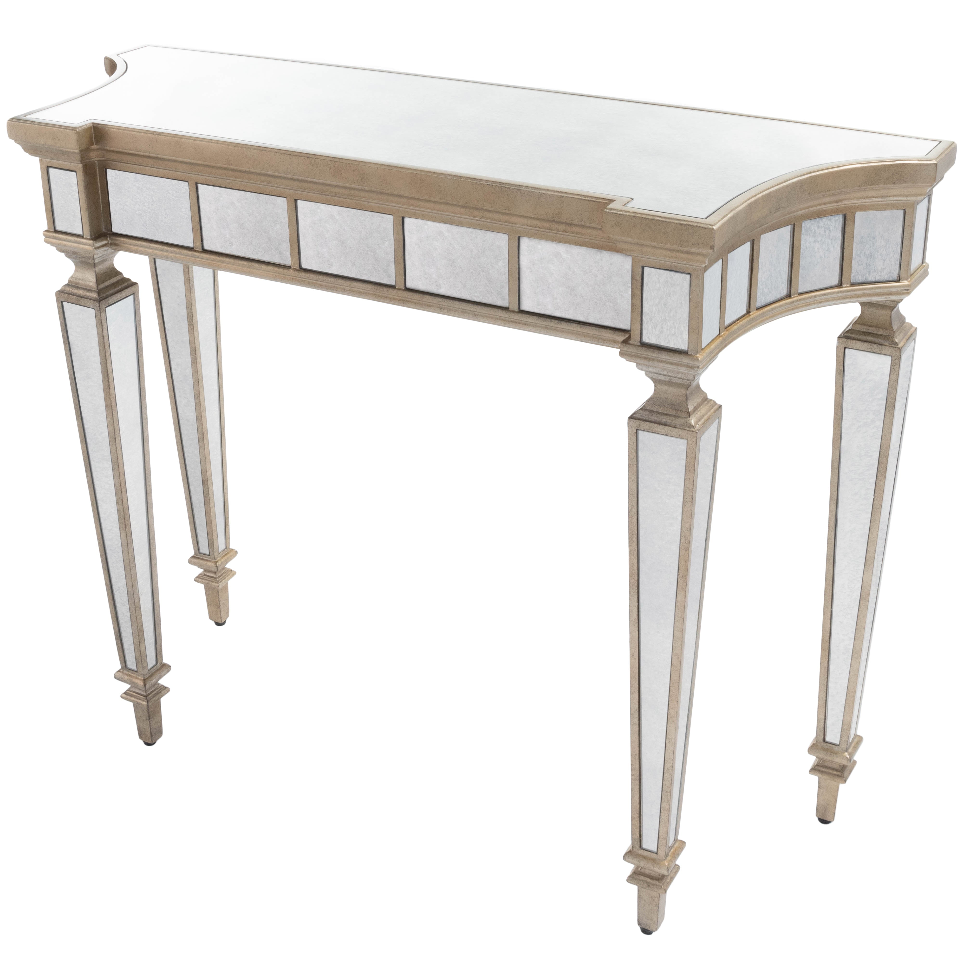 40" White Mirrored Glass Wood Console Table