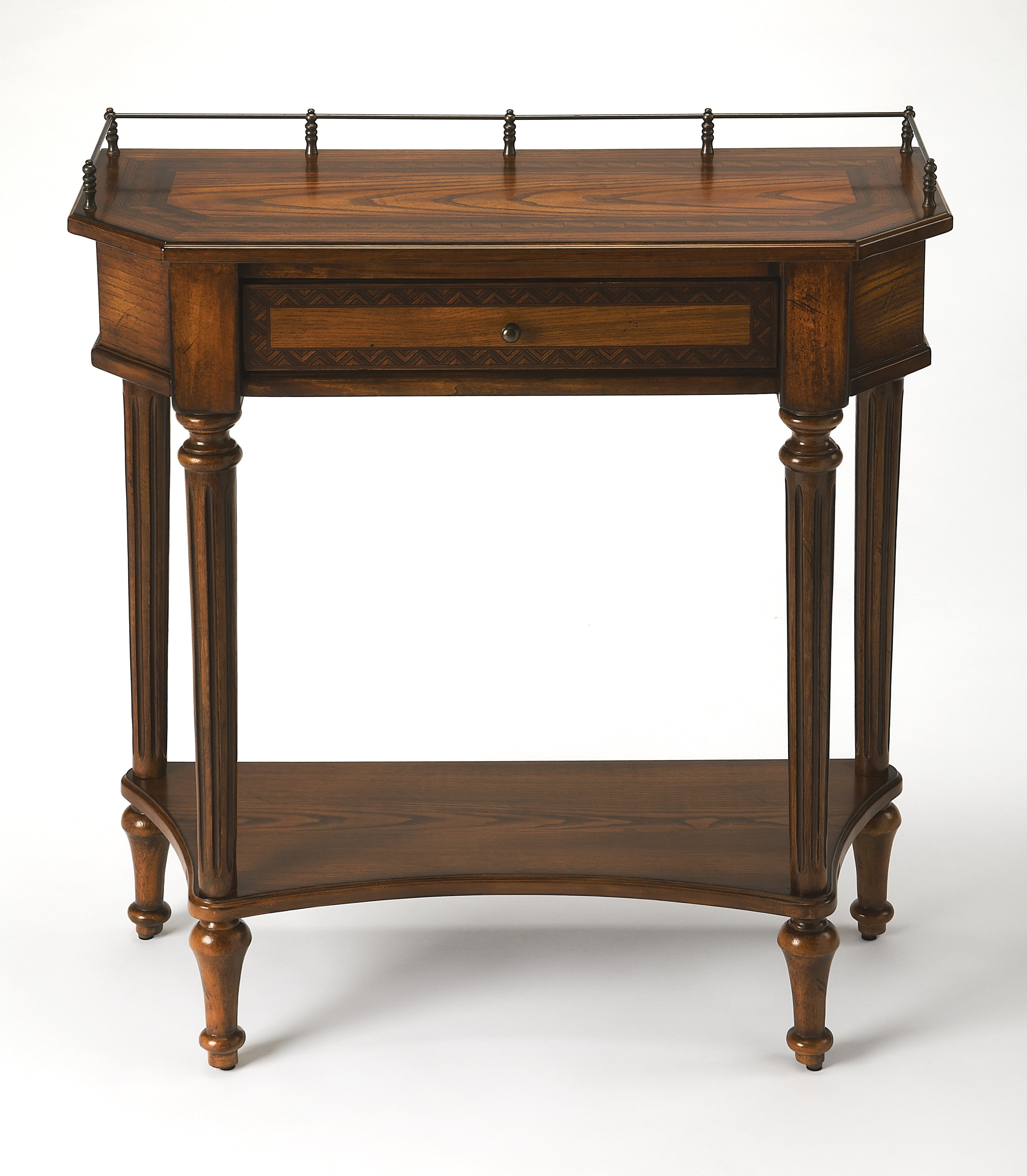 Ellington 30" Warm Umber Wood and Metal Console Table with Storage