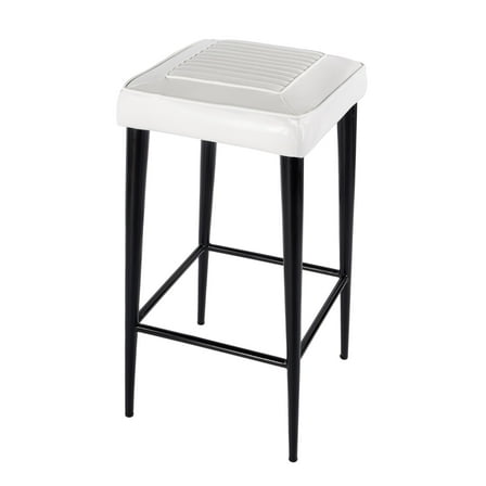Butler Specialty Maxwell 32"H Leather and Metal Square Backless Bar Stool -White