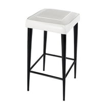 Butler Specialty Maxwell 32"H Leather and Metal Square Backless Bar Stool -White