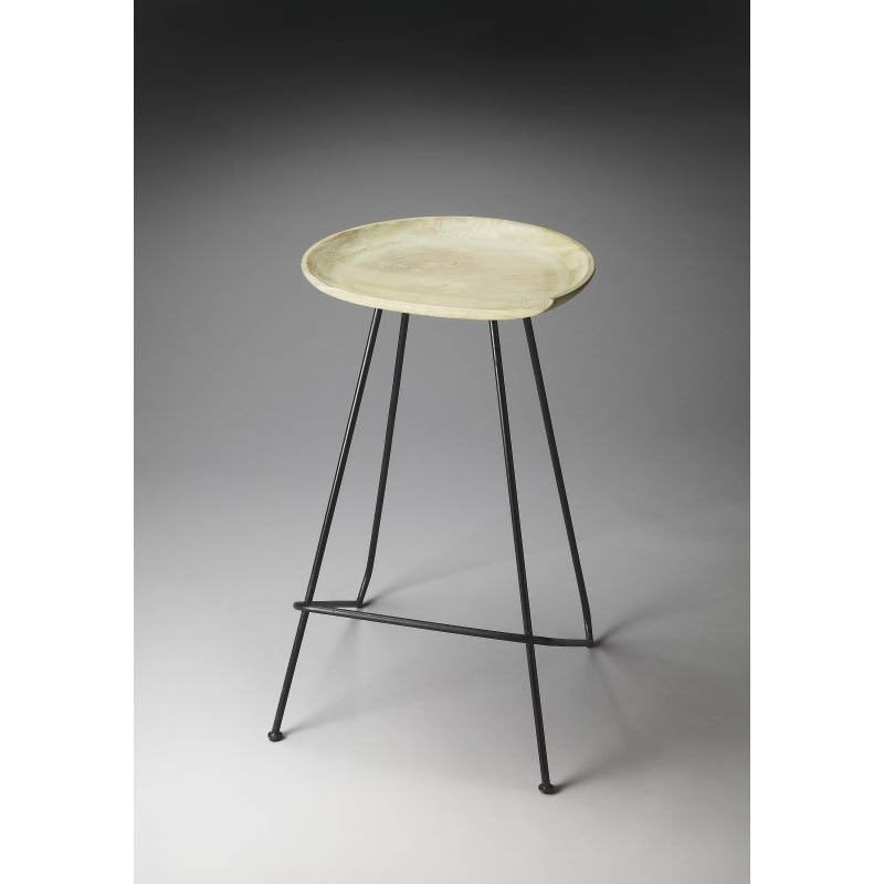 Cappuccino Cream Solid Mango Wood and Black Steel 31" Bar Stool
