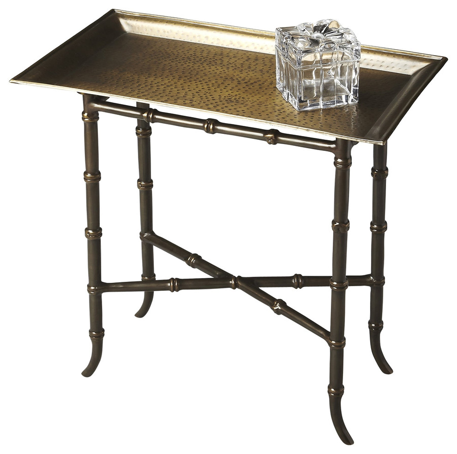 Bronze and Bamboo-Inspired Rectangular Tray Table