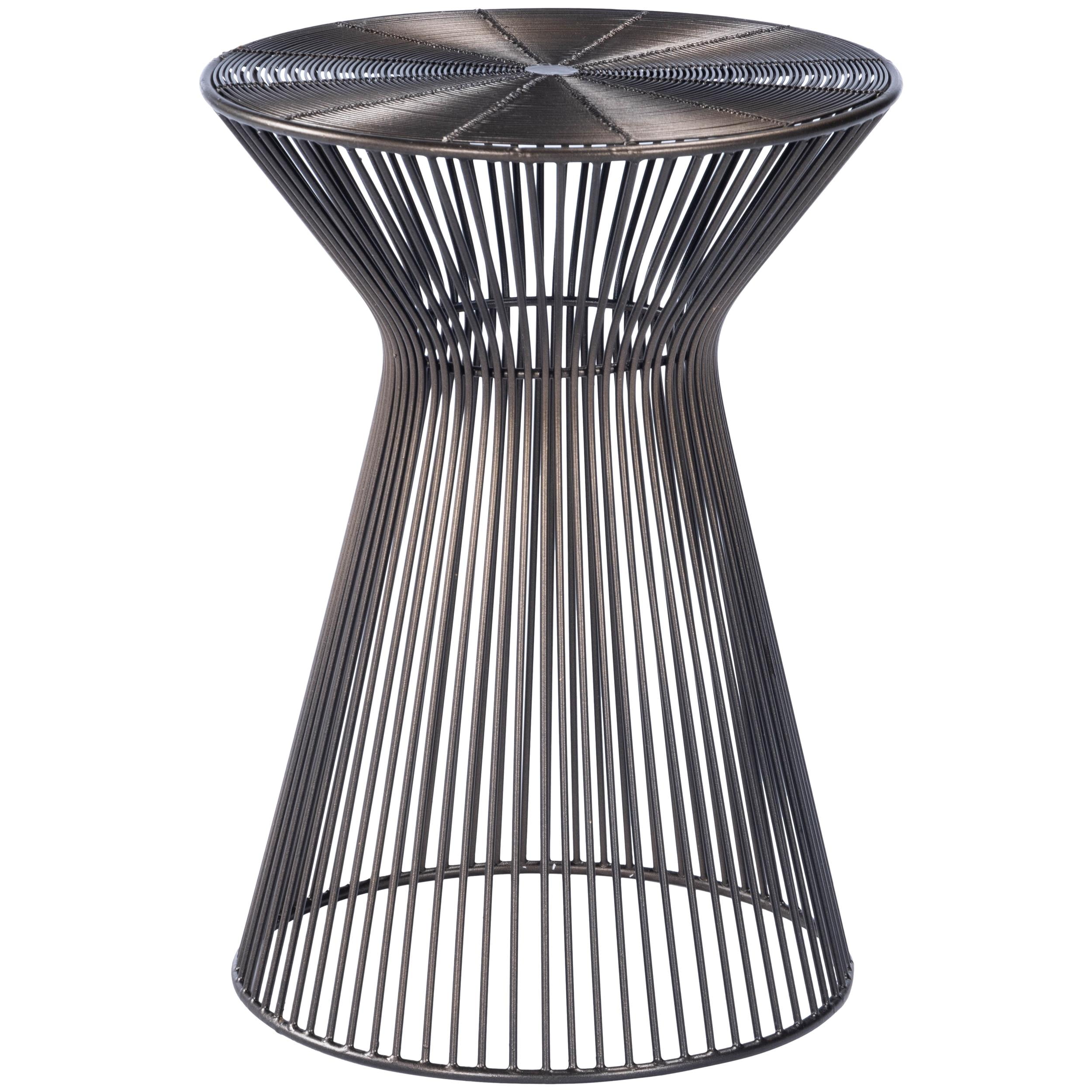 Transitional Black Iron Silhouette Round Accent Table