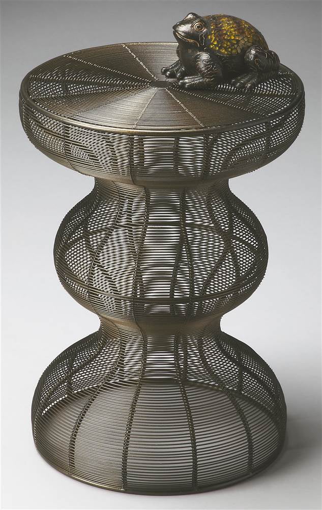 Sinuous Bronze Round Metal Accent Table