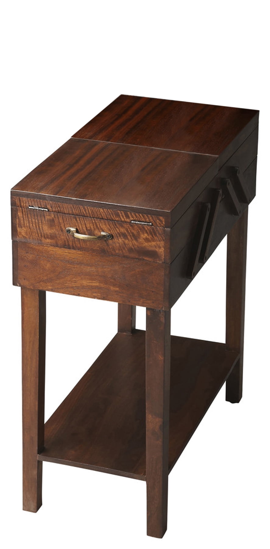 Provincial Acacia Wood Chairside Table with Storage