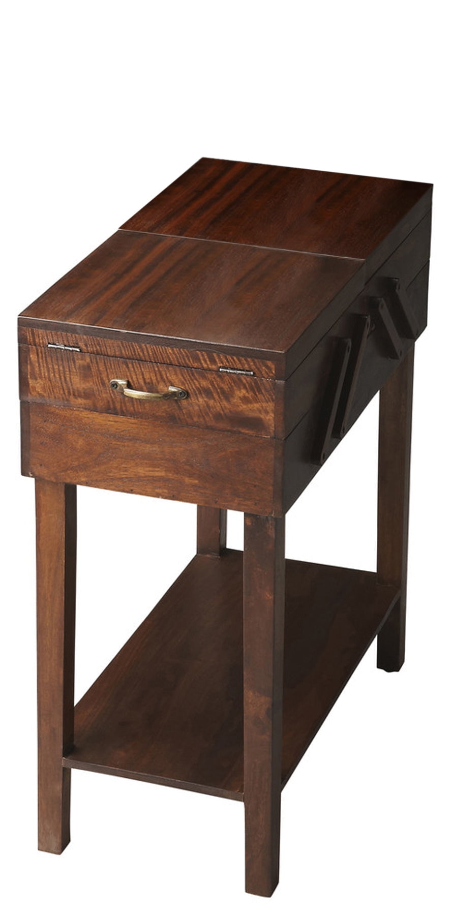 Provincial Acacia Wood Chairside Table with Storage