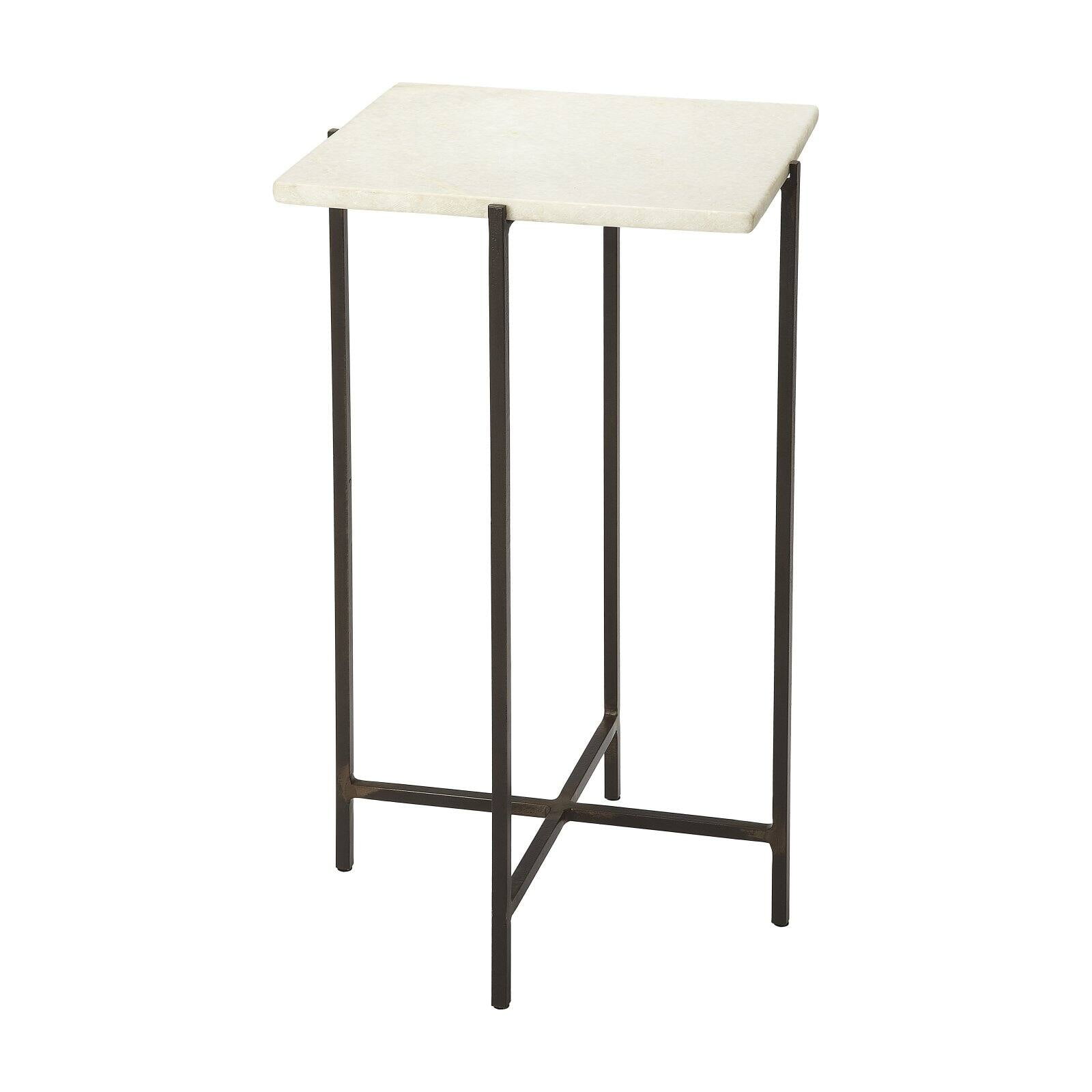Modern Loft White Marble and Iron End Table
