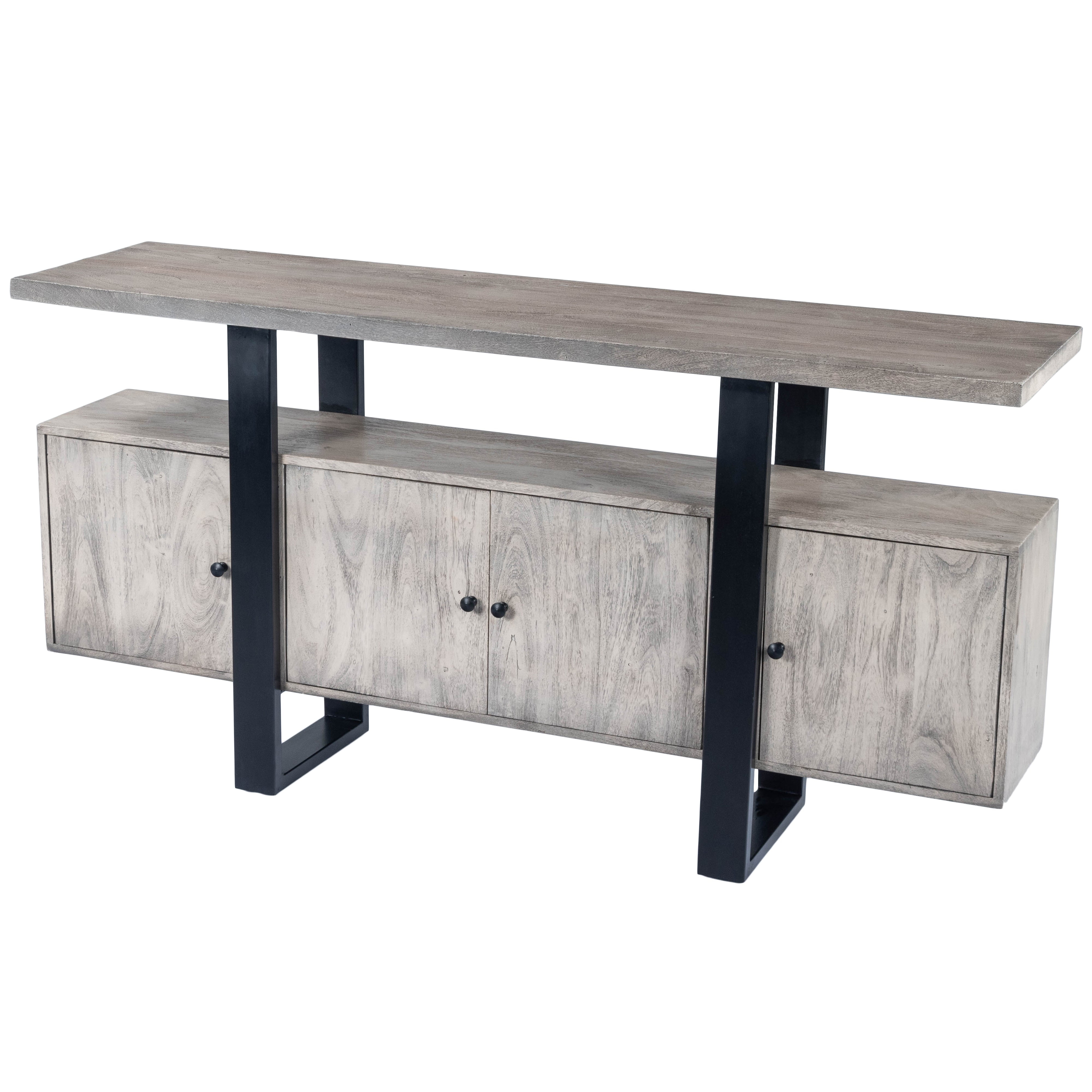 Raitis 63'' Gray Sandwash Acacia Wood and Metal Sideboard