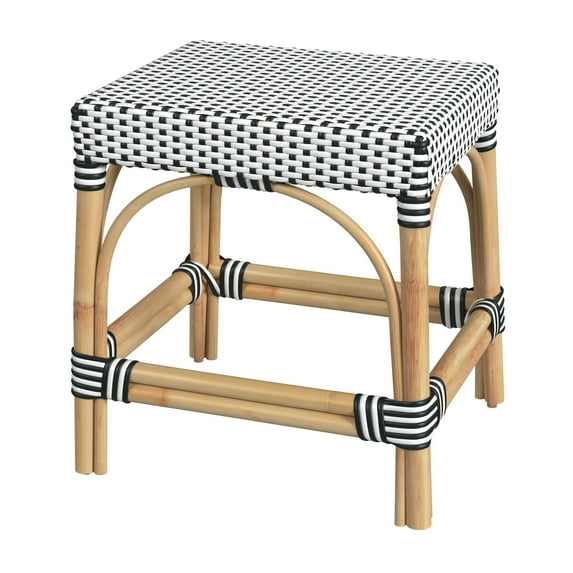 Butler Specialty Robias Rattan Rectangular 18" Dining Stool - White/Black