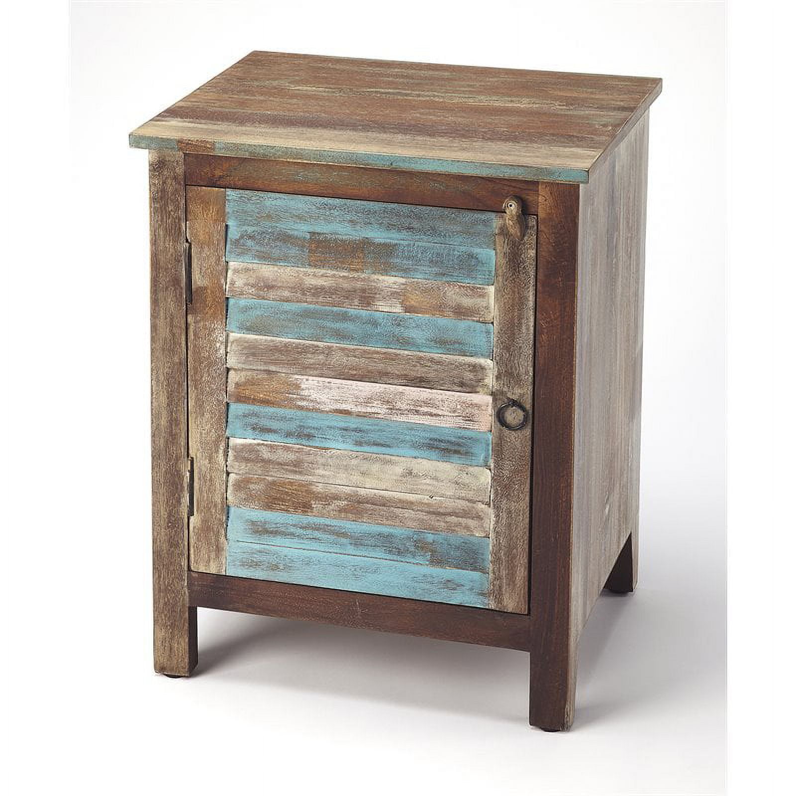 Rustic Shutter Painted Accent Cabinet with Iron Hardware