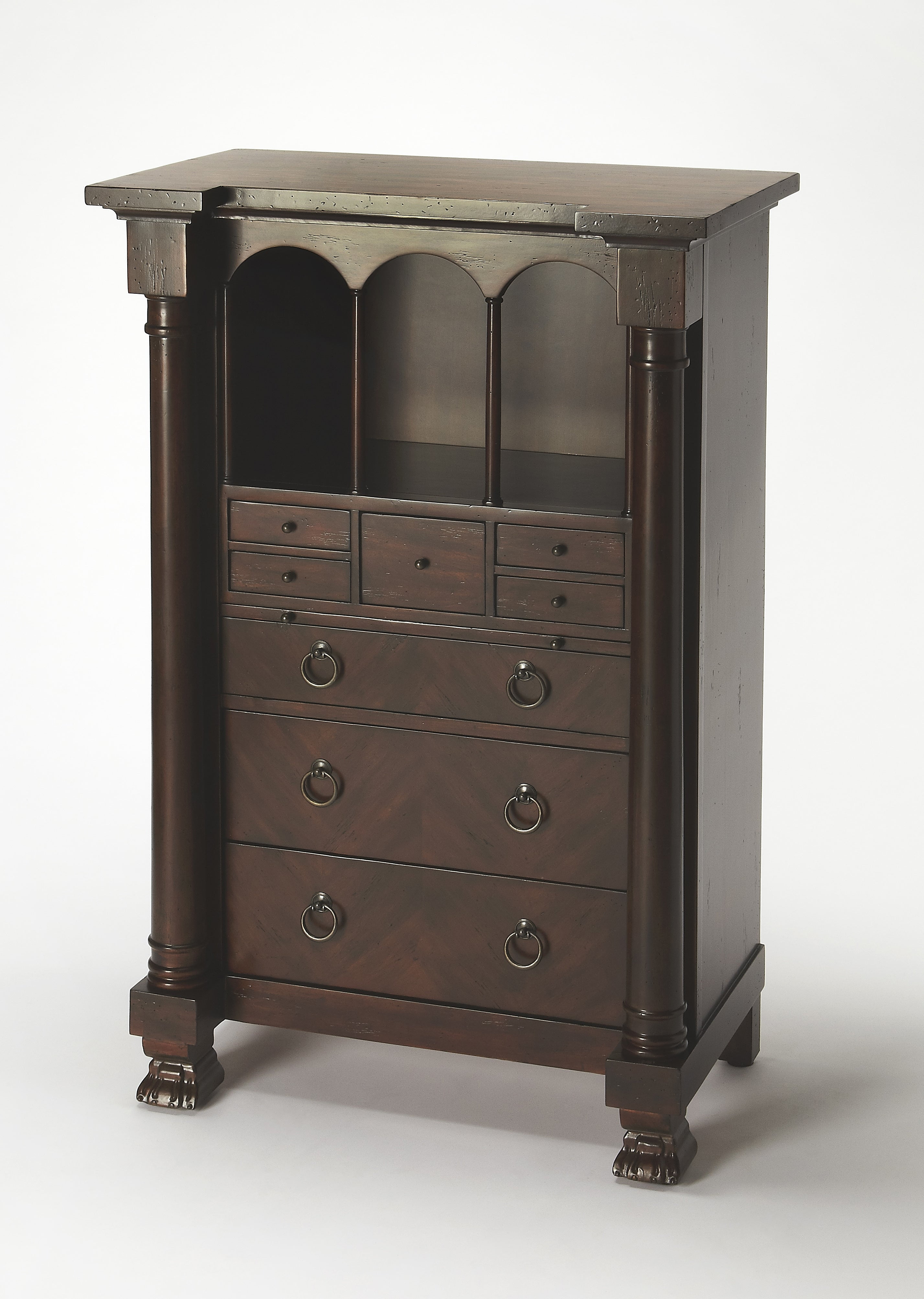 Heirloom Cherry Veneer Traditional Secretary Desk