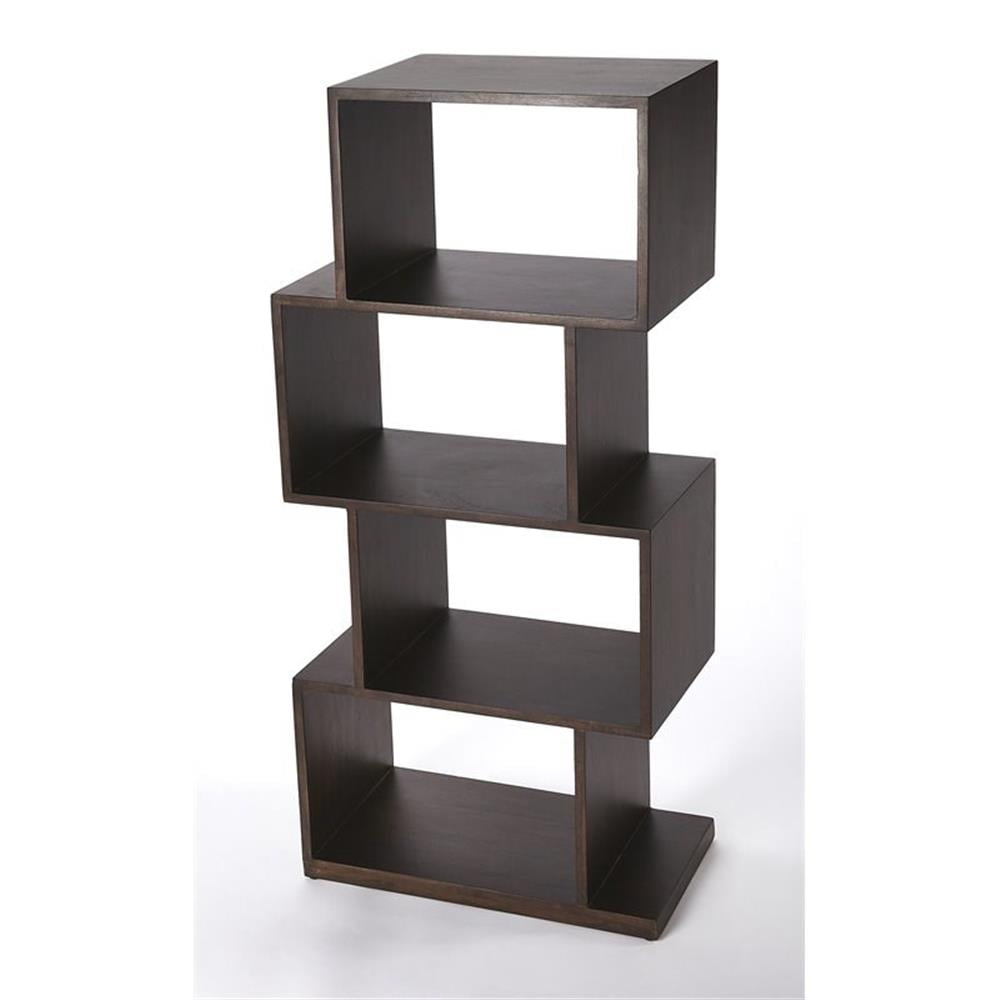 Stockholm Dark Brown Mango Wood Cubical Etagere Bookshelf