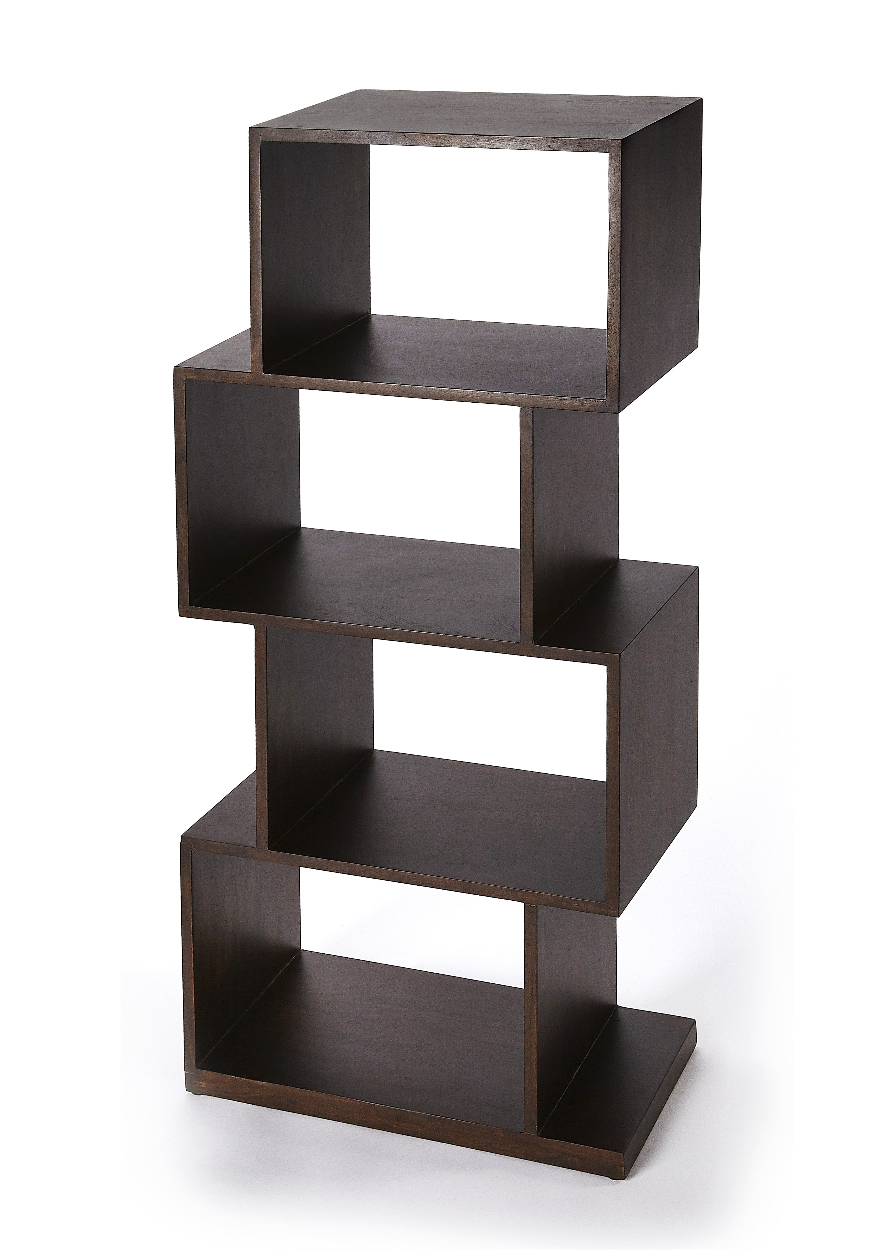 Stockholm Dark Brown Mango Wood Cubical Etagere Bookshelf