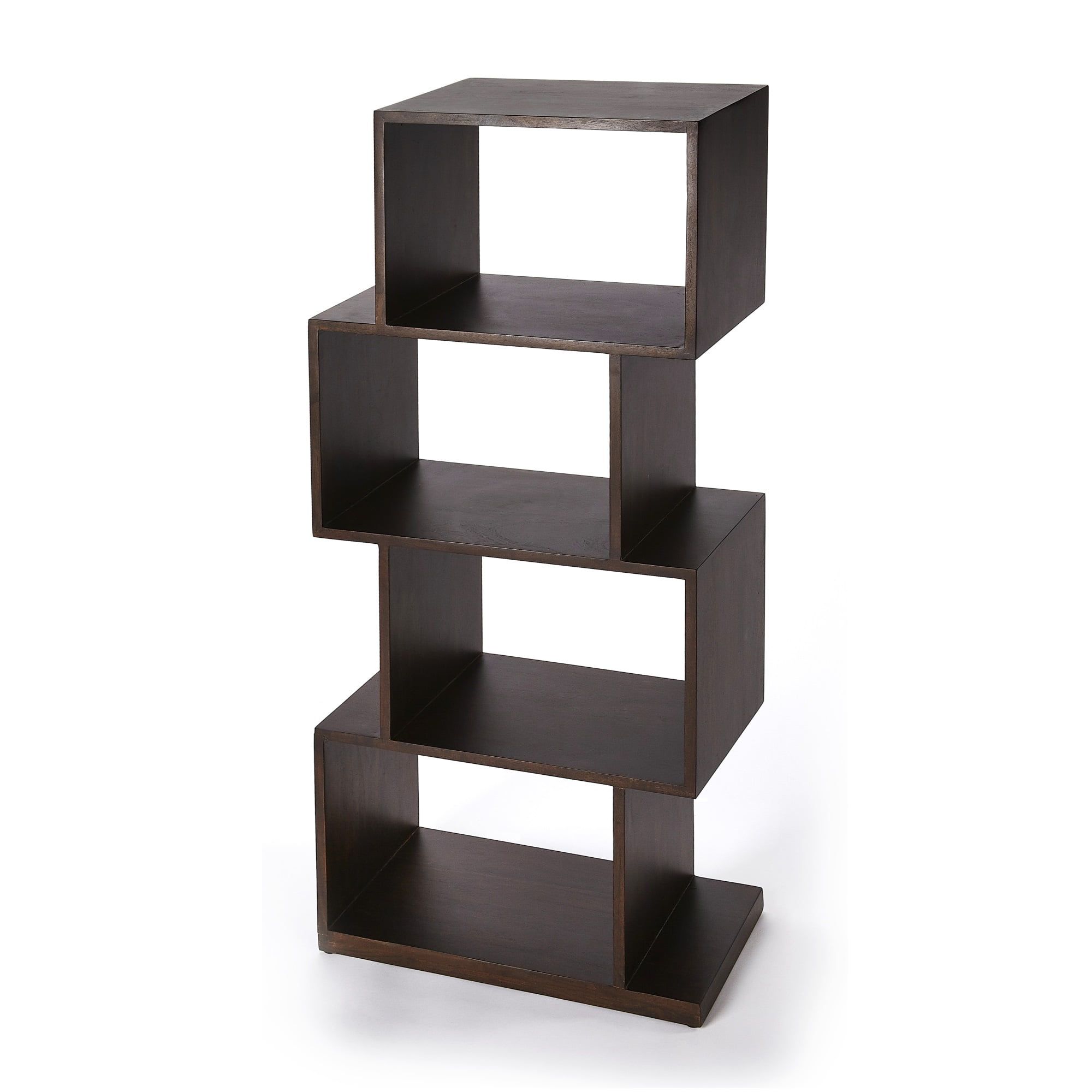 Stockholm Dark Brown Mango Wood Cubical Etagere Bookshelf