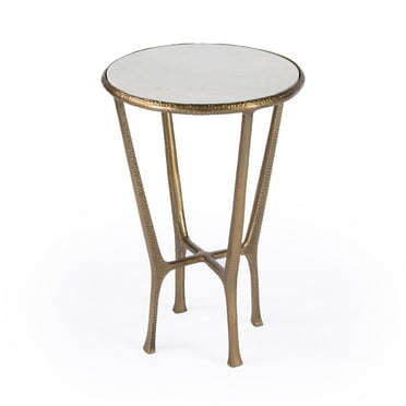 Butler Specialty Switlania White Marble & Gold Aluminum  Contemporary Side Table