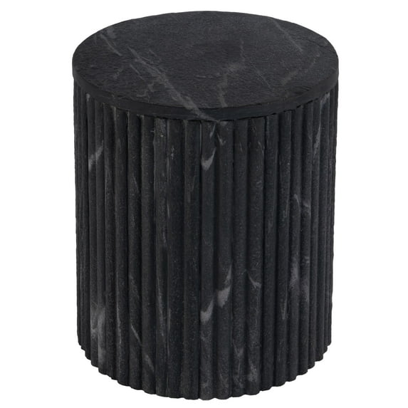 Butler Specialty Sylvester 15" W Round Marble and Wood Side Table - Gray