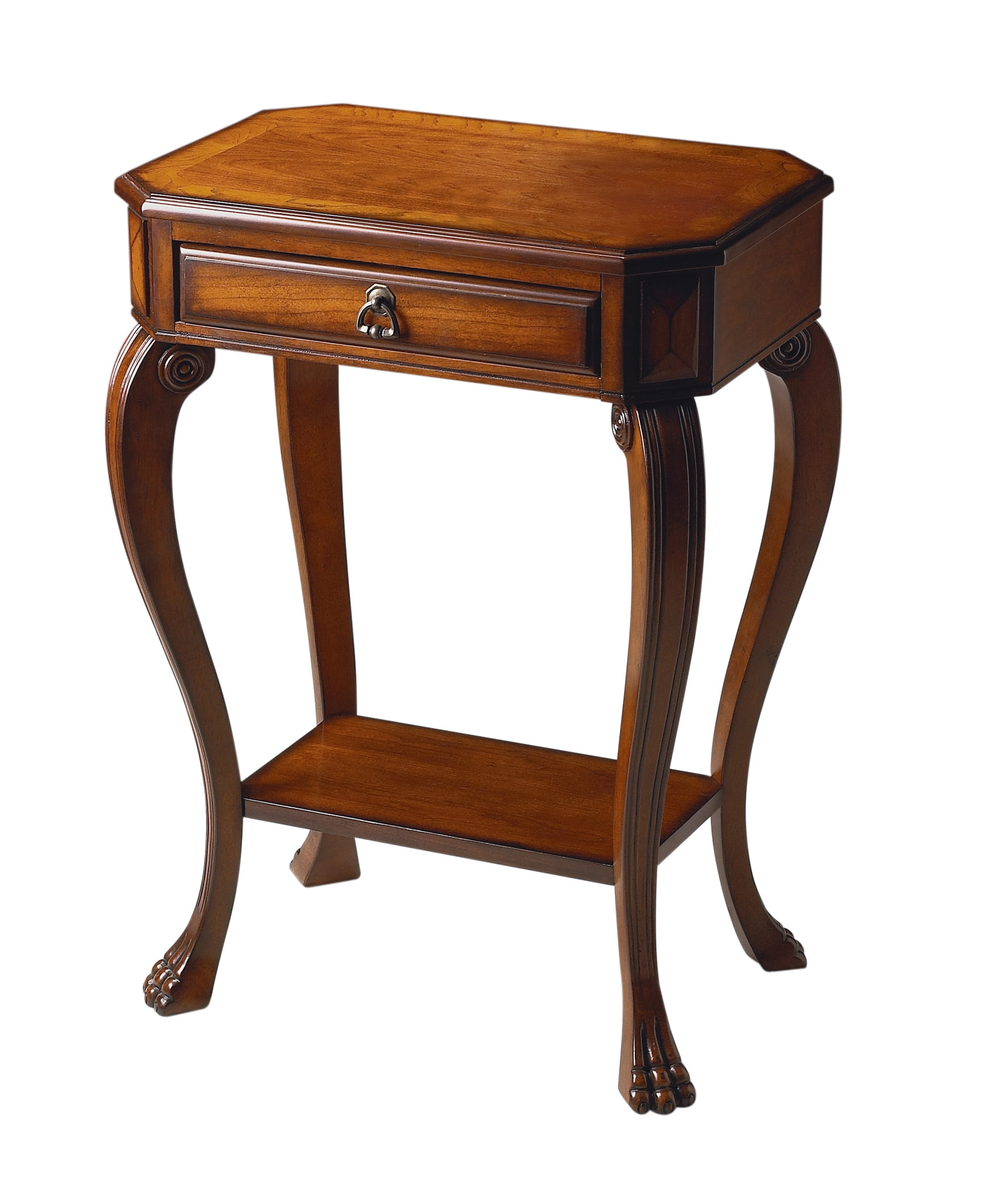 Olive Ash Burl Traditional Wood Console Table with Storage