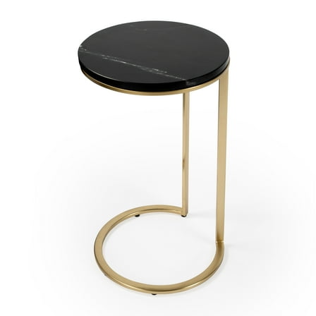 Butler Specialty Transitional Shounderia Marble Accent Table In Black And Gold