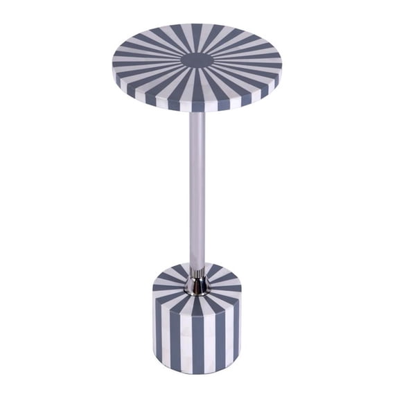 Butler Specialty Zane Stainless Steel & Bone Inlay Round Side Table - Gray