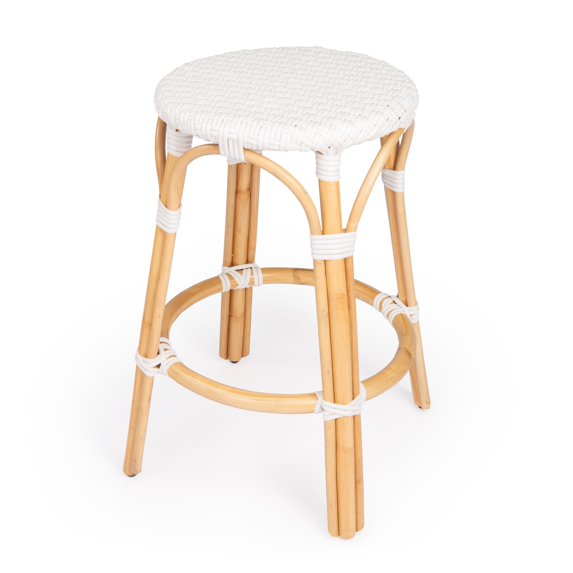 Butler Tobias White Rattan Counter Stool