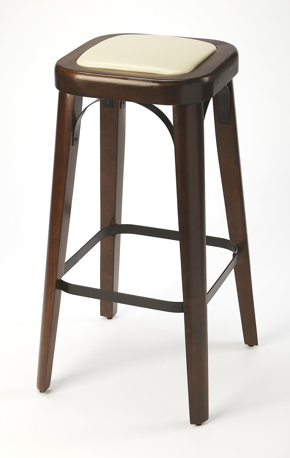 Butler Transitional Fermi Square Bar Stool With Dark Brown Finish