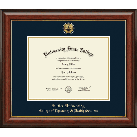 Butler University College of Pharmacy & Health Sciences Diploma Frame, Document Size 11" x 8.5"