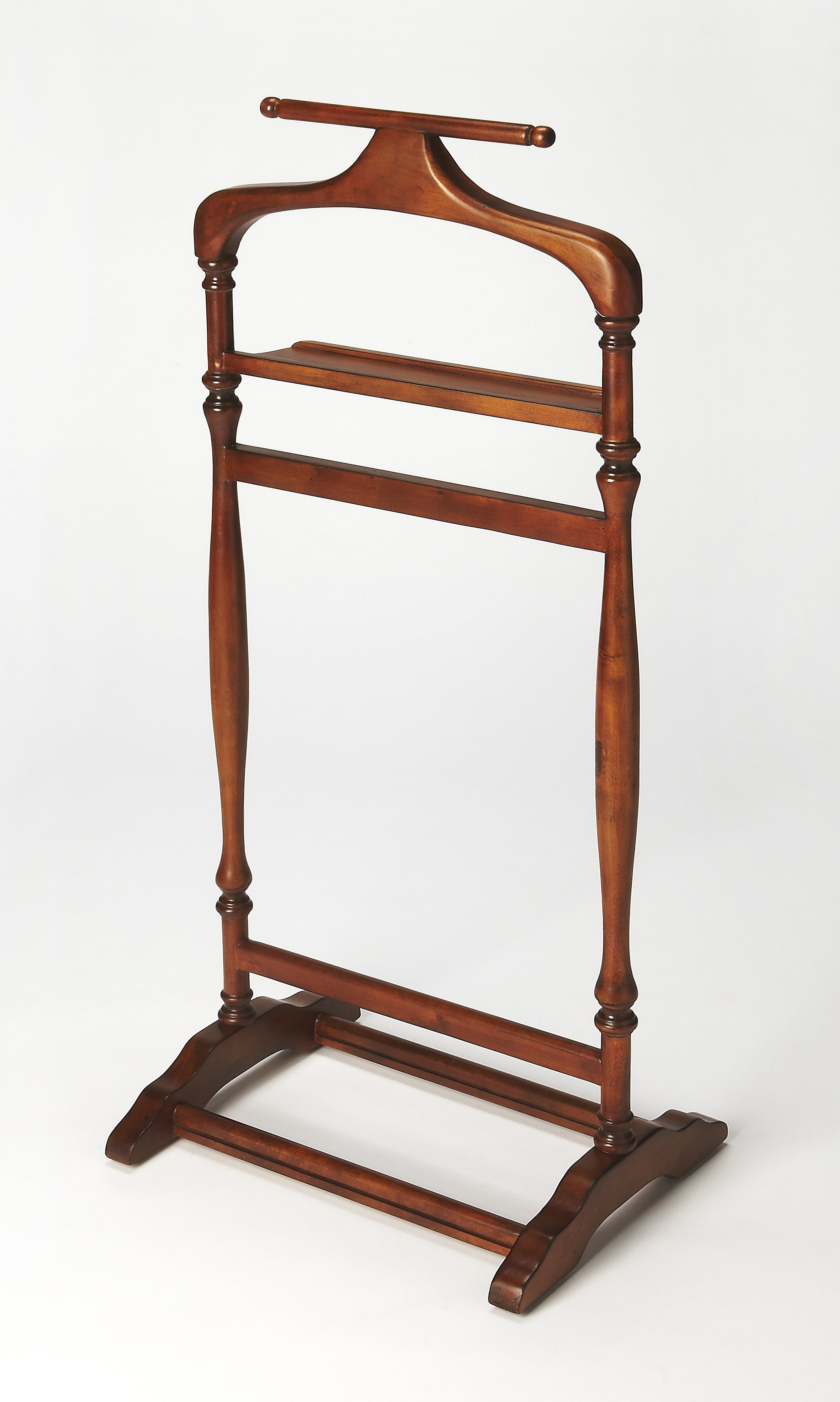 Judson Medium Brown Wood Valet Stand with Cherry Veneer