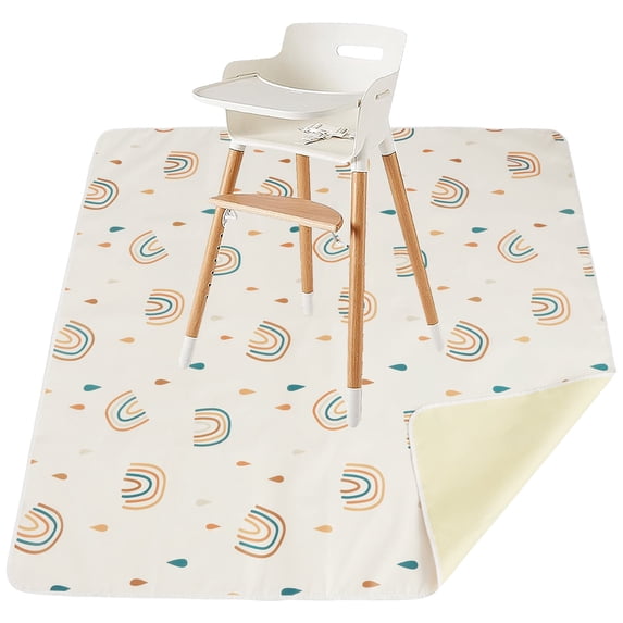 Baby Splat Mat for Under High Chair, 43×43in Waterproof Splash Mat, Non-Slip Washable Floor Protector for Toddler Feeding, Arts and Crafts, Rainbow
