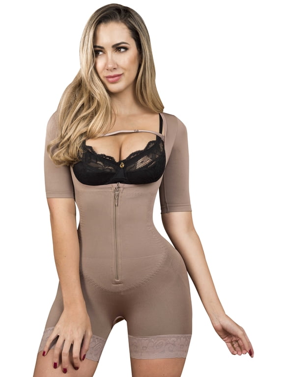 Butt Lifter Back Support Women Girdle with Latex Sleeves Fajas Reductoras Colombianas Moldeadoras Seamless 628C by Fiorella Shapewear
