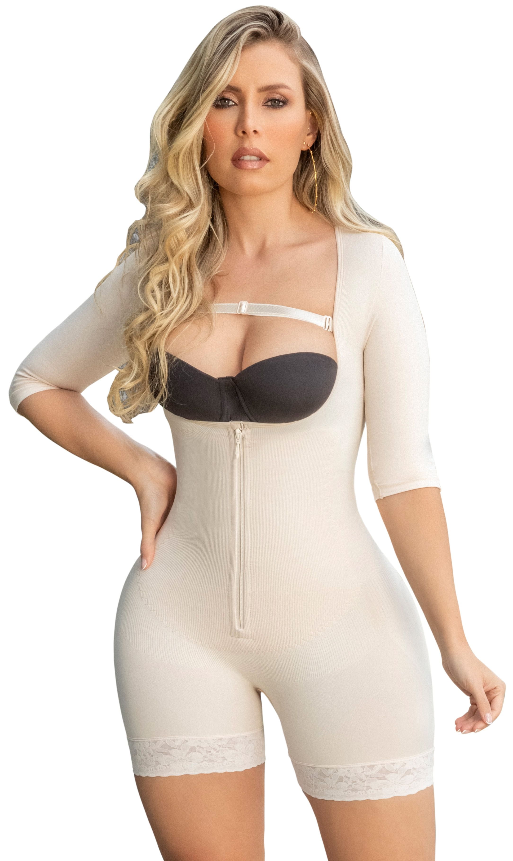 Butt Lifter Back Support Women Girdle with Latex Sleeves Fajas Reductoras  Colombianas Moldeadoras Seamless 628N by Fiorella Shapewear