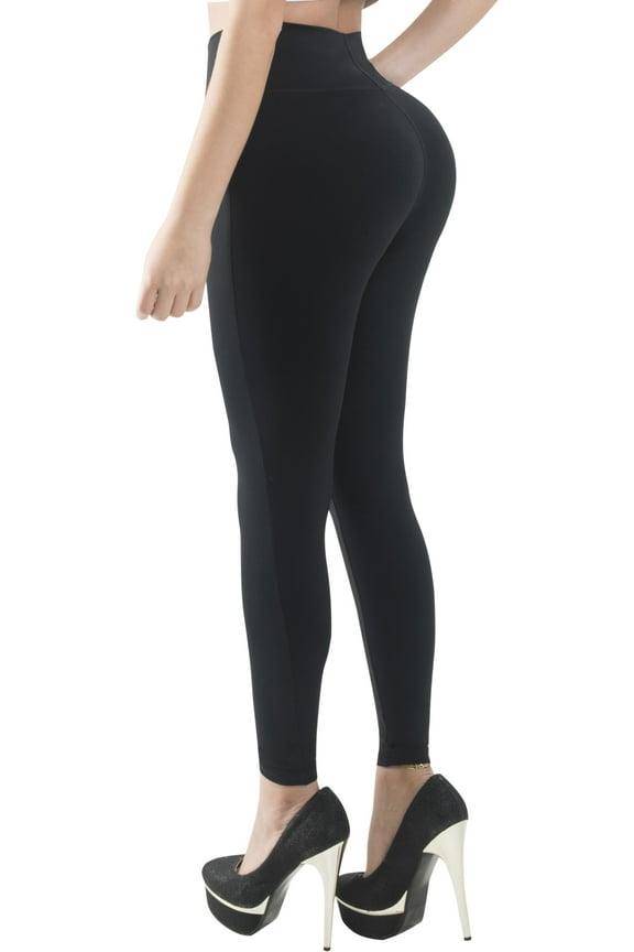 Butt Lifter Leggings with Internal High Rise Waist Fajas Powernet Supplex Zipper Levanta Cola Colombianos 402BB by Fiorella Shapewear