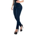 thumbnail image 1 of Butt Lifter Women Jeans High Rise 4 Button Waist Push Up Levanta Cola Pantalones Colombianos 513DB Dark Blue Size 3 USA / 8 COL, 1 of 7
