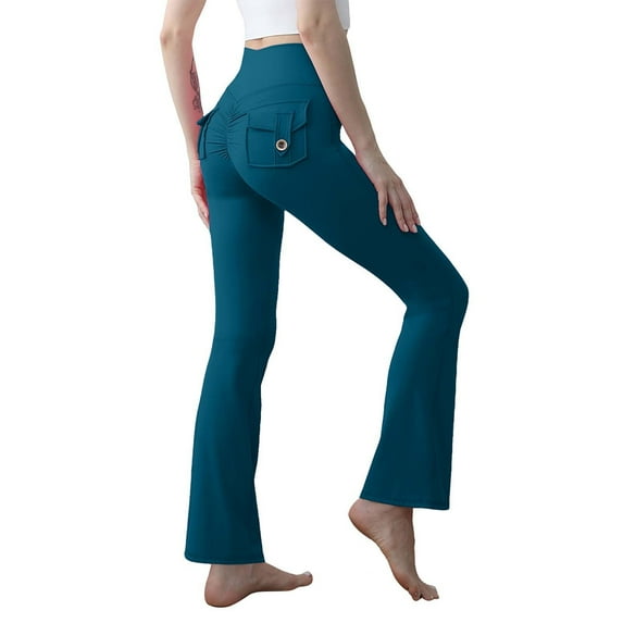 Butt Lifting Leggings for Women, Comdrip Women's High Waisted Overalls Yoga Pants with A Peach Hip and A Slight Flare for Tight Training Fitness Pants Yoga Pants Cargo Pants for Women Sky Blue S