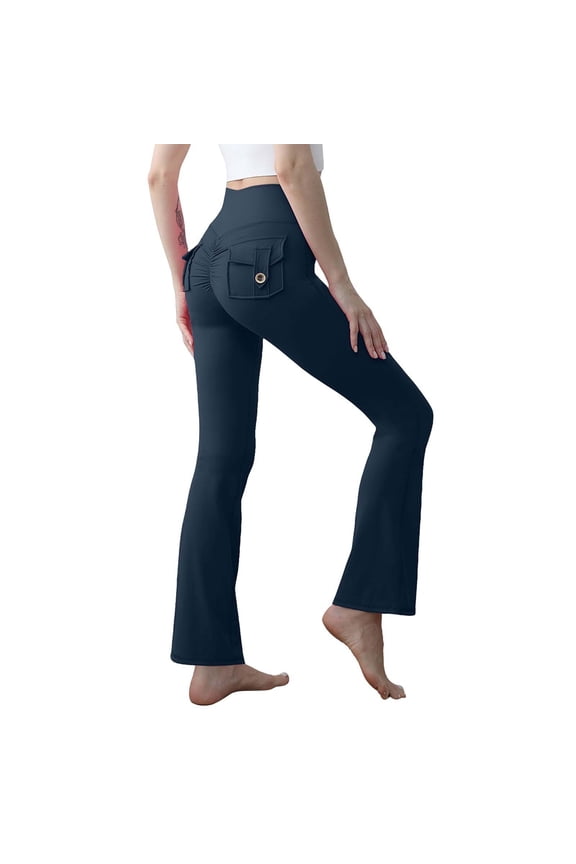 Butt Lifting Leggings for Women, Comdrip Women's High Waisted Overalls Yoga Pants with A Peach Hip and A Slight Flare for Tight Training Fitness Pants Yoga Pants Cargo Pants for Women Dark Gray S