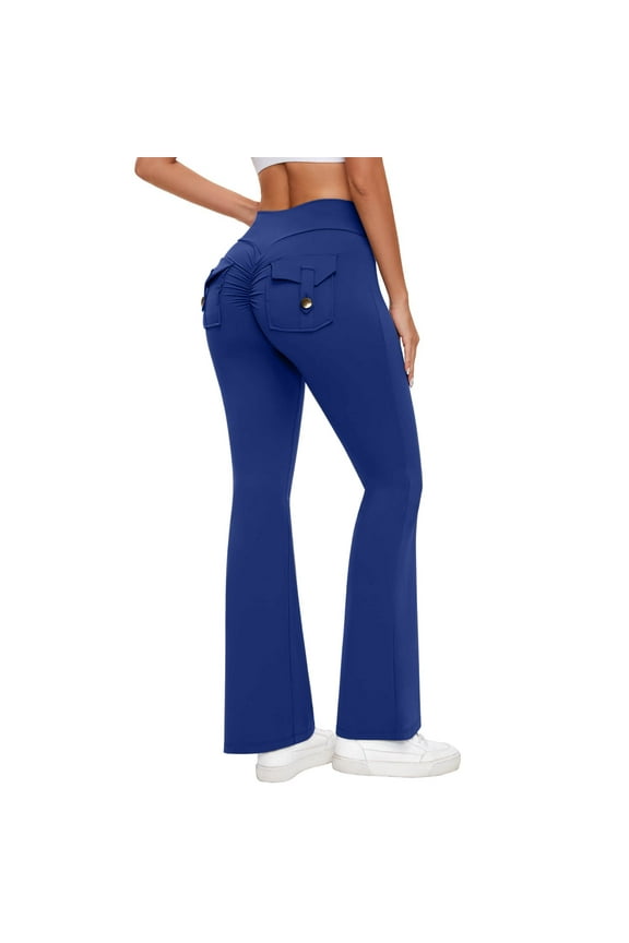 Butt Lifting Leggings for Women Flap Pocket Bootcut Flare Leggings High Waist Tummy Control Running Yoga Pants June 16—don't forget!