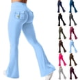 thumbnail image 1 of Butt Lifting Leggings for Women Flared Yoga Workout Gym Pants with Pockets Sky Blue L, 1 of 4