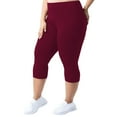 thumbnail image 1 of Butt Lifting Leggings for Women Plus Size Capri Butt Lifting Mid Rise Loose Leggings Compression Tummy Control Loungewear Yoga Pants Wine 5XL, 1 of 5