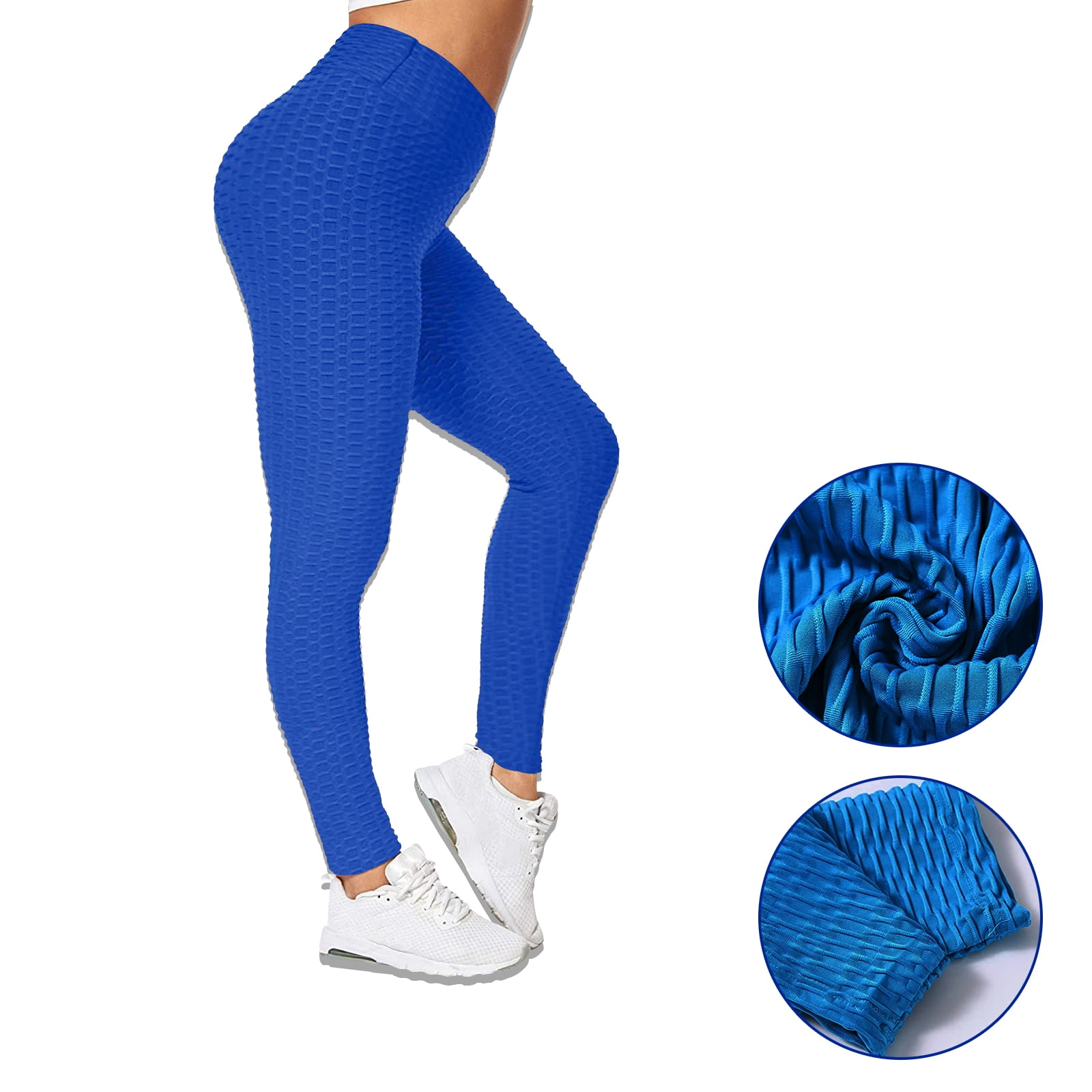 Tik Tok Leggings, Textured High Waist Butt Lift/ Stretchy, Blue