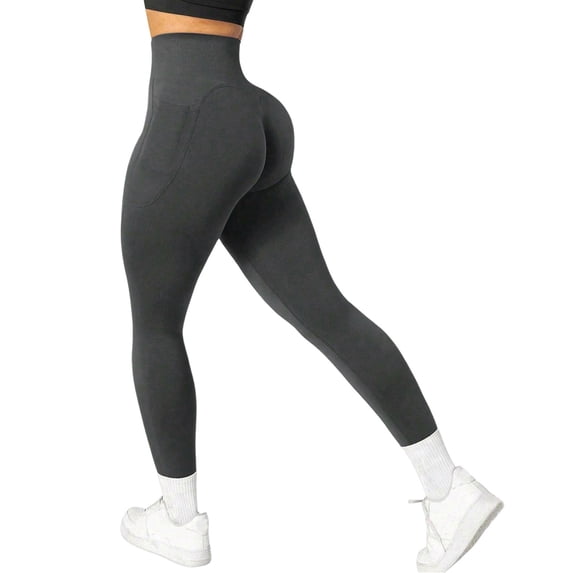 Lifting Leggings for Women Yoga Pants High Waist Seamless Athletic Gym Workout Leggings Lightweight Elastic Tights Dark Gray, Size S