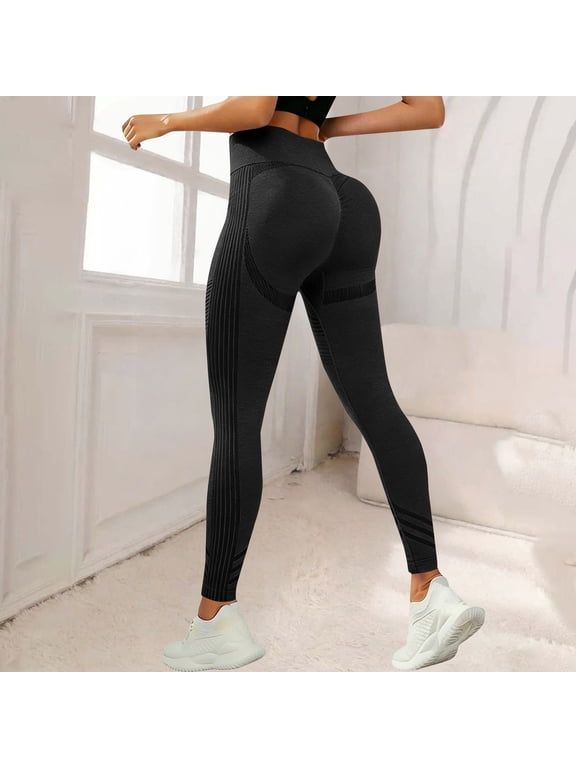 Butt Lifting Lycra No Front Seam Workout Leggings for Women Tummy Control High Waist Seamless Gym Running Leggings Black S