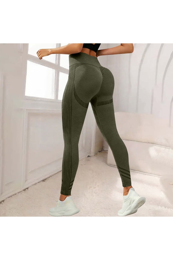 Butt Lifting Lycra No Front Seam Workout Leggings for Women Tummy Control High Waist Seamless Gym Running Leggings Green M