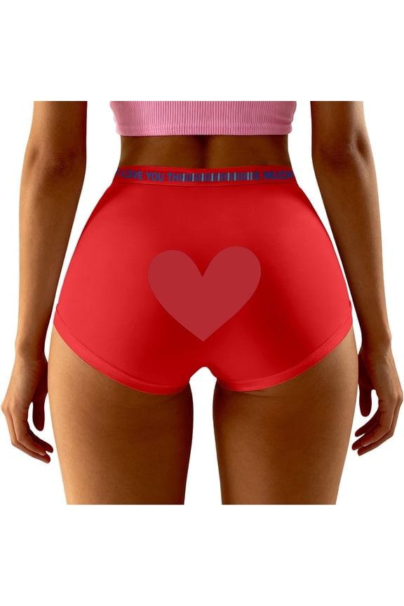 Lifting Panties for Womens Valentine's Day Hearts Print Underwear Soft Stretch High Waist Hipster Briefs