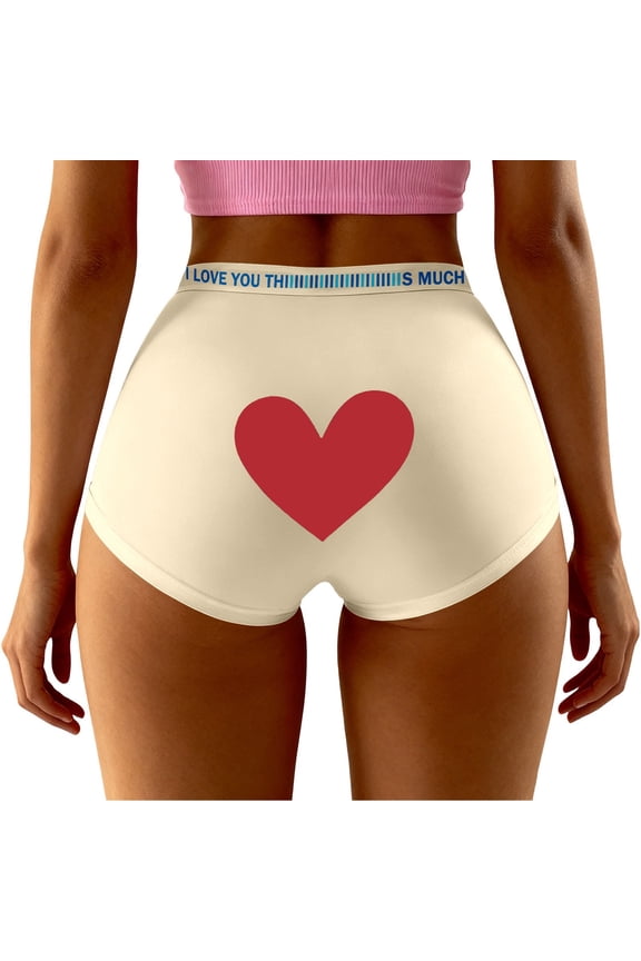 Lifting Panties for Womens Valentine's Day Hearts Print Underwear Soft Stretch High Waist Hipster Briefs