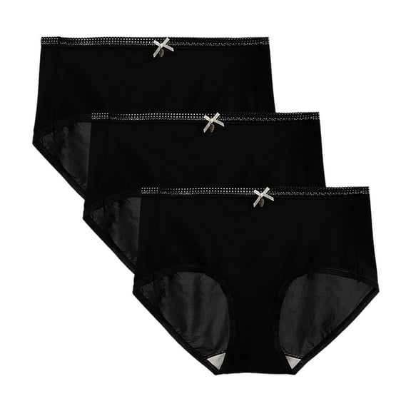 Butt Lifting Panties on Clearance 3 Pack Womens Underwear Cute Bow Mid Rise Bikini Panties Comfortable Stretch Full Coverages Briefs New Black M
