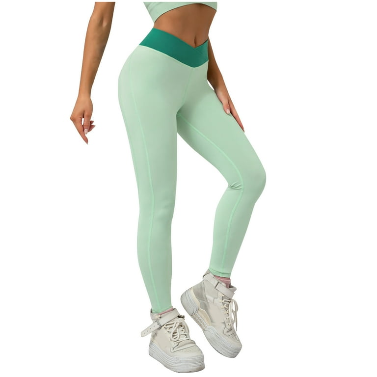 Women's Seamless Leggings V Cross Waist Scrunch Butt Yoga Fitness