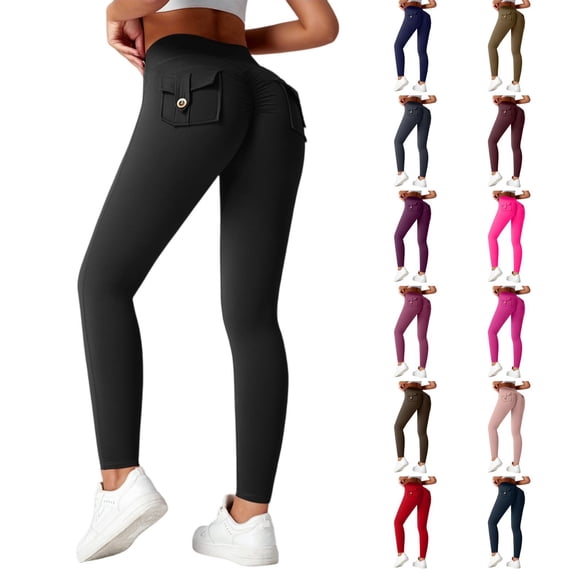 Butt Lifting Tummy Control Workout Leggings, High Waist with Back Pockets, Yoga Pants for Fitness Running Daily Use Dark Gray S