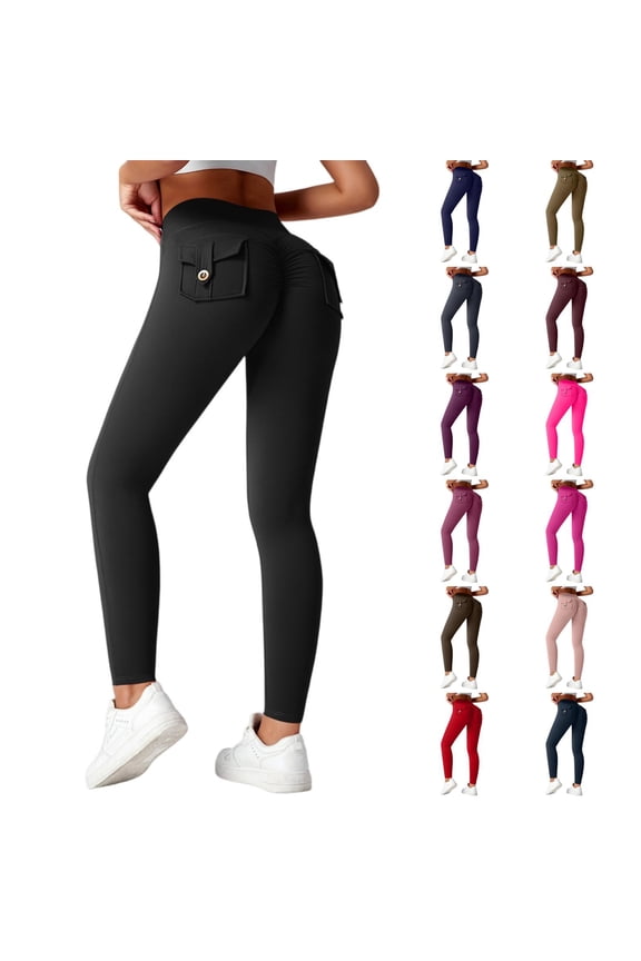 Butt Lifting Tummy Control Workout Leggings, High Waist with Back Pockets, Yoga Pants for Fitness Running Daily Use Navy XL