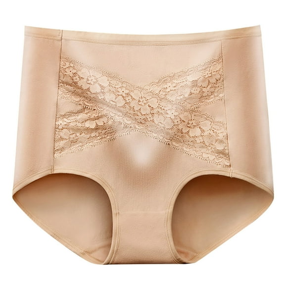 Butt Lifting Underwear for Women Women Underwear Cotton Panties High Waist Briefs Lace Underwear Ladies Tummy Underpants Comfy Soft Panty Brief Cotton Underwear Briefs Beige XXL
